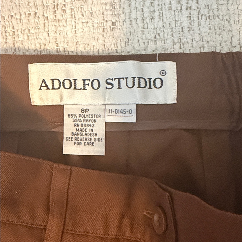 Adolfo Solid Brown High-Rise Trousers